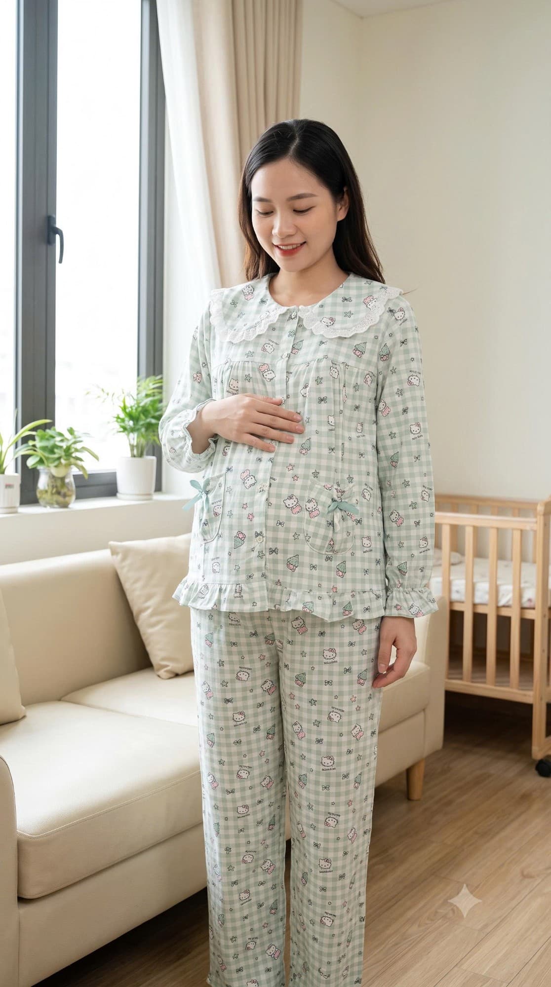 Bộ bầu Kitty xanh mint
